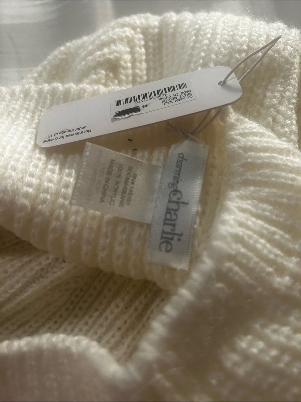Charming Charlie Cream Knit Embellished Beanie - Picture 5 of 7